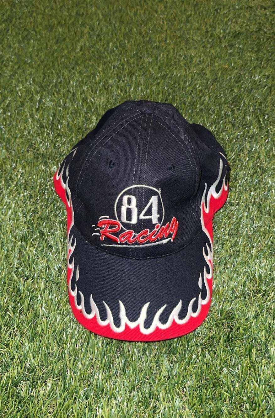 Vintage 84 Racing Embroidered Flames Adjustable Hat with Autograph